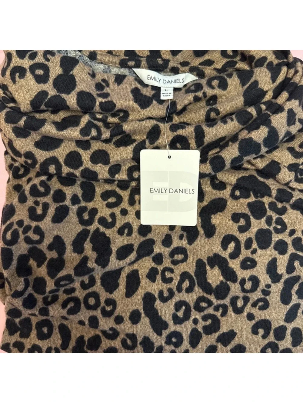 Leopard print turtleneck sweater